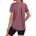 thumbnail image 4 of Domzest Workout Clothes for Women Short Sleeve Breathable Loose Fit T Shirts Quick Dry Gym Running Hiking Tops Hot Pink M, 4 of 6