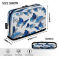 thumbnail image 3 of Standing Pencil Case with Base Large Capacity Stationery Pouch Pen Bag with Zipper for Women Men Blue and White Butterfly, 3 of 7