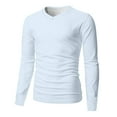 thumbnail image 6 of Men's V Neck Long Sleeve Casual T-Shirt Classic Basic Solid Tee Shirts Light Blue XL, 6 of 6