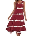 thumbnail image 2 of Itsame Womens Casual Dresses Pocket Round Neck Thin Dress Red Size S, 2 of 6