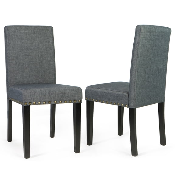 Barton Set of (2) Parson Chairs Armless Side Chairs High-Backrest w/ Nailhead Trim, Grey