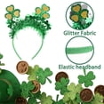 thumbnail image 4 of 7 Pcs Green Clover Bow Tinsel Headbands, Sequin Glitter Hair Hoops for Women Girls Festival Costume Accessories, 4 of 13