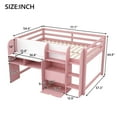 thumbnail image 6 of Mirightone Full Size Low Loft Bed with Desk and Storage Cabinets，Low Loft Bed with Bookcase for Girls Boys, Pink, 6 of 7