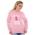thumbnail image 5 of Breast Cancer No One Fights Alone Women Crewneck Sweatshirt Brisco Brands S, 5 of 6