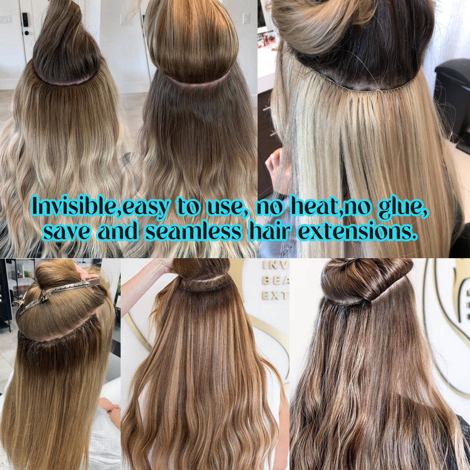 Benehair New V-Shaped Clip In Hair Extensions One Piece 100% Remy Real Human Hair Weft U Shaped 3/4 Full Head Straight Hair Balck for Women