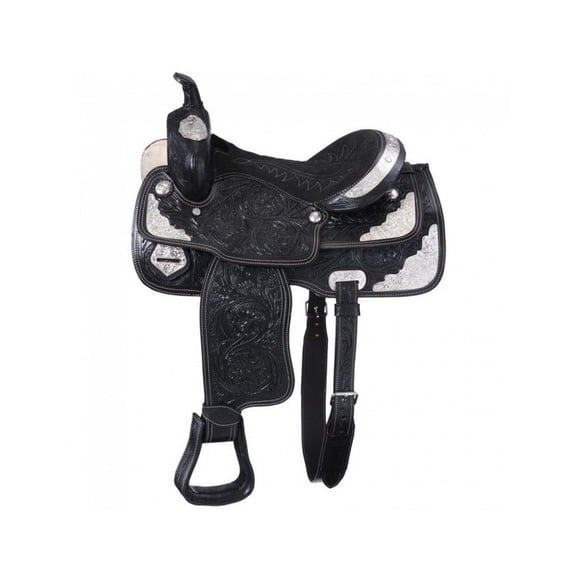 Tough 1 Western Saddle Mini McCoy Trail Silver Accents 8" Black KS2648