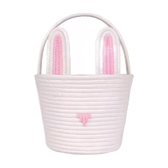 Naiovety Cestas de Pascua con diseño de conejito para niñas, ideales para guardar regalos, dulces y decoración de fiestas. Suaves, agradables Almacenamiento y organización del hogar blanco rosado