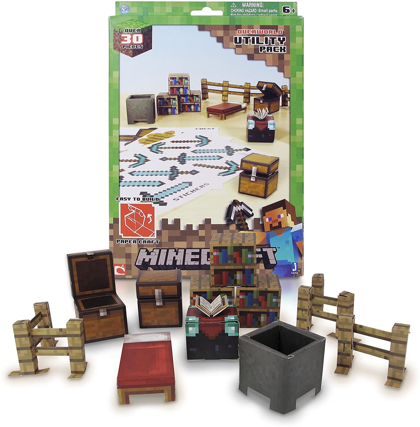 Minecraft Papercraft Utility Pack Over 30 Pieces Bed Enchantment Table Cauldron Chest Bookshelf By Visit The Minecraft Store Walmart Com Walmart Com