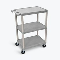 Luxor 18" x 24" Three Shelf Flat Utility Cart - Gray