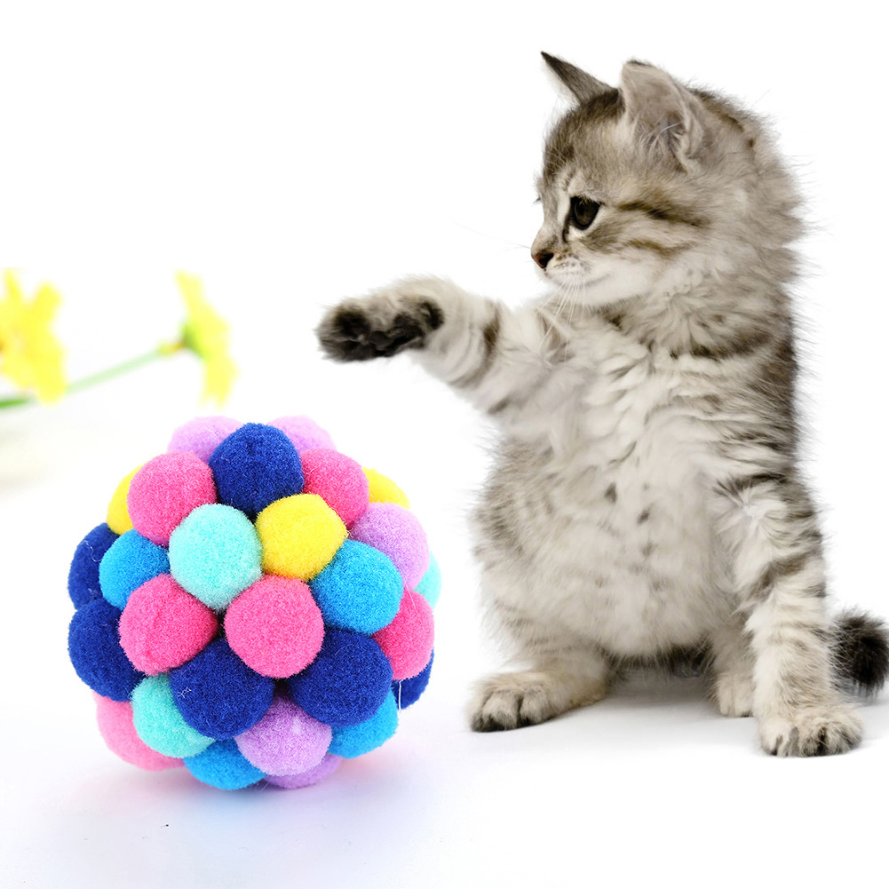 SPRING PARK Pet Supplies Handmade Bells Ball Funny Cat Toy Colorful Cat Molar Micro Bouncy Balls - image 3 of 7