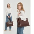 thumbnail image 5 of Work Tote Bag for Women Fits 14 In Laptop, Vegan Leather Purse with Compartments & Zipper, Structured Shoulder Bag for Office, 5 of 9