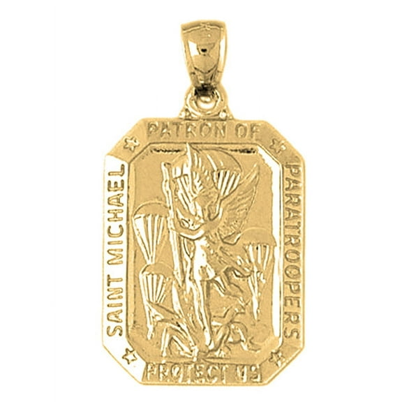18K Yellow Gold Saint Michael Pendant - 36 mm