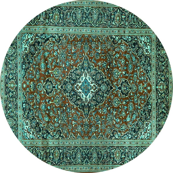Ahgly Company Indoor Round Persian Turquoise Blue Traditional Area Rugs, 4' Round