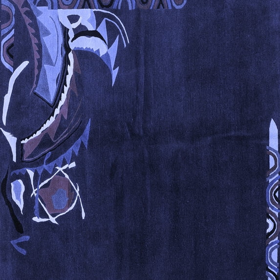 Ahgly Company Machine Washable Indoor Square Oriental Blue Asian Inspired Area Rugs, 8' Square