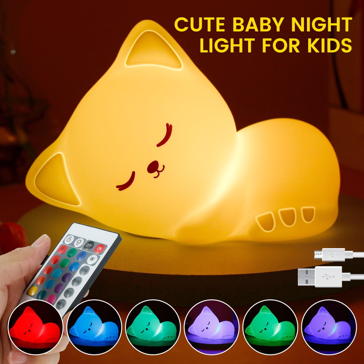 Cat Animal LED Night Light Home Decoration Learning Light Battery-powered Lamp