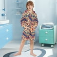 thumbnail image 3 of FORMRS Niños Bathrobe Unisex Hooded Robe Soft Plush Pajamas Sleepwear, Size 10-12T, Colorful Abstract Eagle, 3 of 7