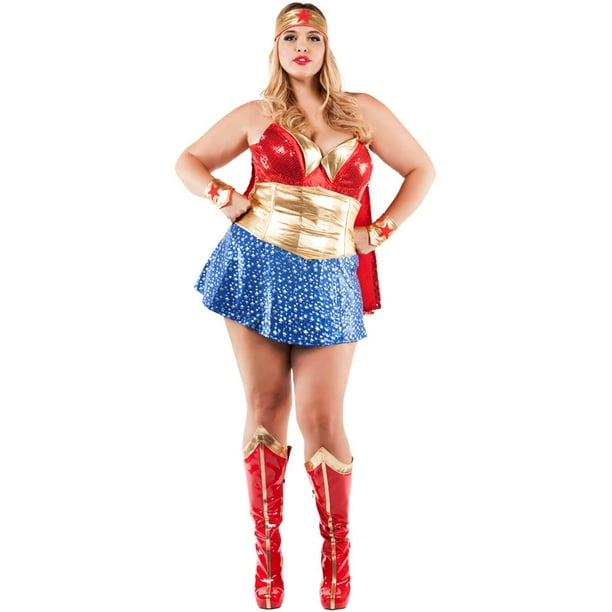 mild Scan Blive skør Womens Plus Size Wonder Lady Costume - Walmart.com