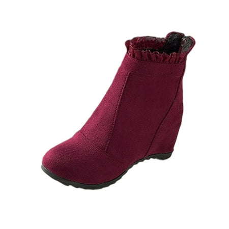 

jsaierl Women s Wedge Heel Naked Boots Short Ankle Boots Inner Height Increase Boots