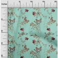 thumbnail image 1 of oneOone Cotton Silk Aquamarine Fabric Flower & Leaves Watercolor Dress Material Fabric Print Fabric By The Yard 42 Inch Wide, 1 of 4