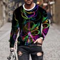 thumbnail image 1 of zanvin Mens tshirt, Hommes Occasionnels Col Rond Manches Longues Pull Imprimé T-Shirt Chemisier Tops, Multicolore, M, 1 of 5