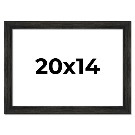 20x14 Distressed/Aged Black Complete Wood Picture Frame with UV Acrylic, Foam Board Backing, & Hardware