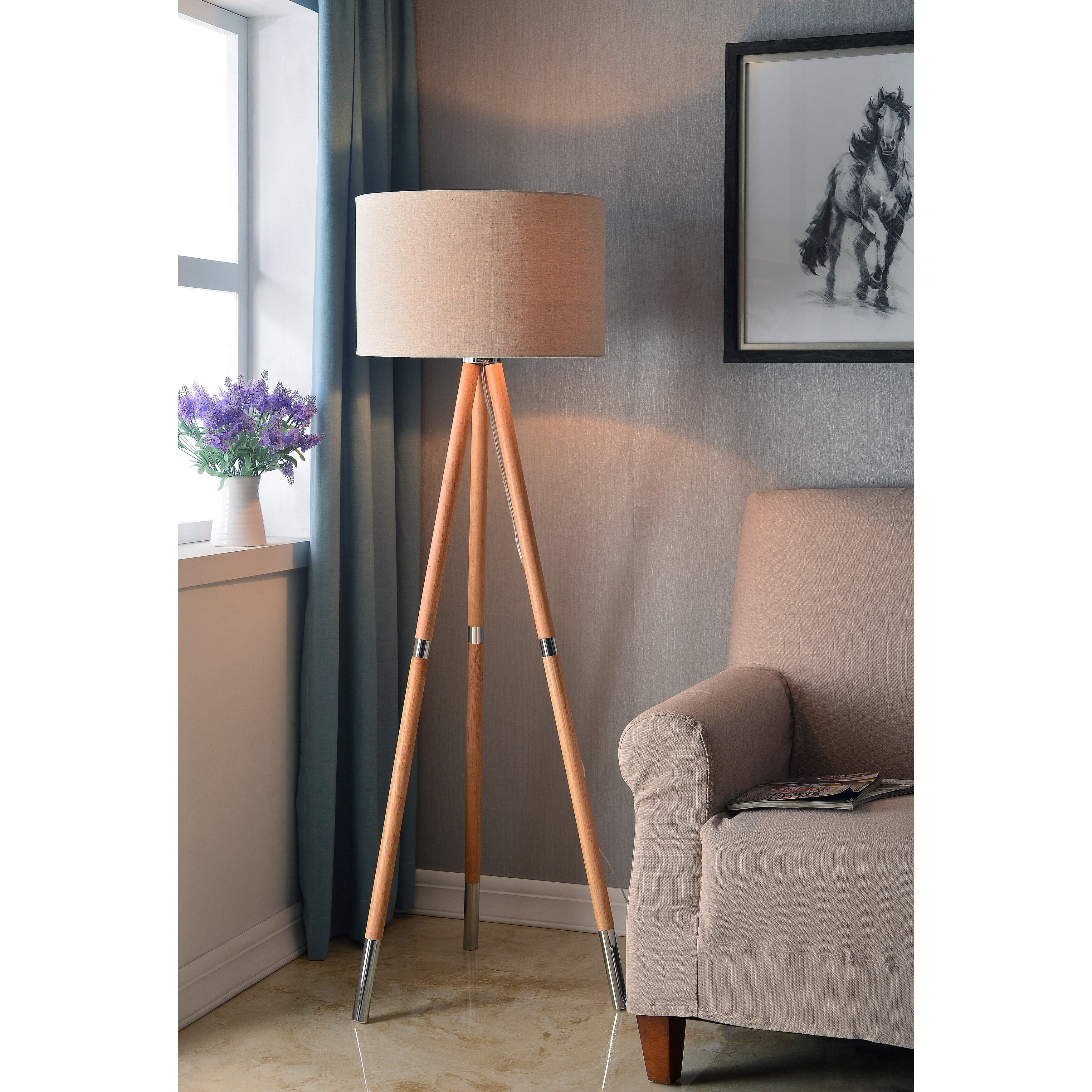 Design Craft Scope Natural Wood Grain 60 Inch Floor Lamp