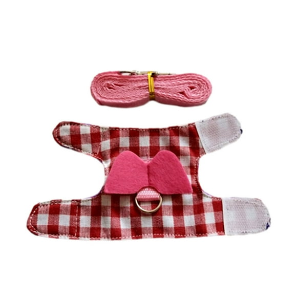 Justhard Easy To Care Rabbit Harness 鈥?For Taking Furry Friend For Stroll Strap On Harness Hamster Harness Pet Harness Guinea Pig Pink plaid,1 M