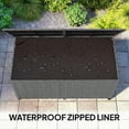 thumbnail image 4 of Coffre de Terrasse en Rotin de 162 Gallons avec Roues, Banc de Rangement Extérieur en Osier PE Gris Foncé avec Doublure Imperméable à Fermeture Éclair et Couvercle à Assistance au Gaz pour Patio, Jardin et Balcon, 4 of 7