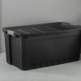thumbnail image 4 of Sterilite Extra Large Stackable Storage Bin, 50 Gallon Durable Plastic Tote with Latch Lid, Black, 3 Pack, 4 of 11