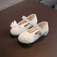 thumbnail image 3 of Girls' Shoes Clearance Girls Toddler Dress Shoes Pearl Girl Shoes White Mary Janes Low Heel for School Wedding Party (Little/Big Kid) 12 Months-6 Years Save Big, 3 of 9