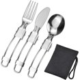 thumbnail image 1 of Juego de cubiertos plegables, juego de 3 piezas de cuchara, cuchillo y tenedor portátil de acero inoxidable 304, adecuado para acampar, picnics, uso al aire libre, 1 of 5