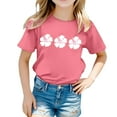 thumbnail image 1 of T-shirts pour Petites Filles Imprimé Décontracté Col Rond Manches Courtes Chemises Décontractées pour Enfants Taille 8-9T, 1 of 5