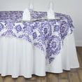 thumbnail image 1 of BalsaCircle 90" x 90" Damask Flocking Table Top Overlay - Purple on White, 1 of 3