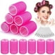 thumbnail image 2 of Rulos para el cabello, 12 rulos grandes para el cabello, rulos de agarre automático con 12 clips de pico de pato de acero inoxidable para volumen de flequillo largo, mediano, corto, grueso y, 2 of 5