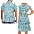 thumbnail image 5 of Garronmavis Floral Couple Matching Outfit Men's Short Sleeve Shirt Size 3XL Comfort Vacation Shirts and Women's V-neck Dress A-Line Beach Summer Dresses with Pocket, 5 of 6