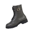 thumbnail image 3 of Willtoo Womens Ankle Boots Buckle Decor Lace Up Side Zipper Booties Low Block Heel Lug Sole Casual Short Boots for Winter Daily Wear, 3 of 6