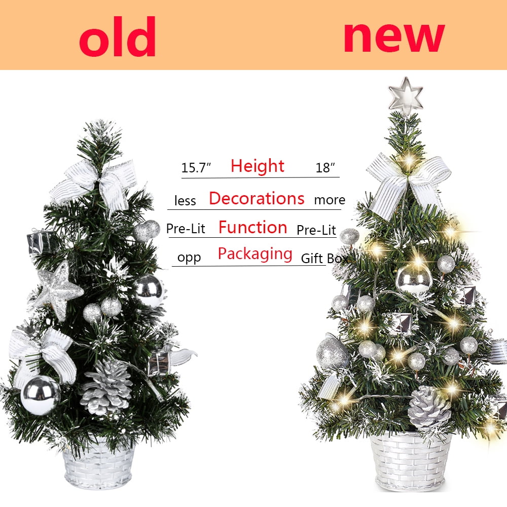 Small Christmas Tree with LED Lights, Prelit 18inch Christmas Tree for