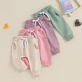 thumbnail image 6 of Douhoow Baby Boy Girl Sweatpants 0-3Y Solid Color Drawstring Elastic Jogger Pants Fall Winter Trousers, 6 of 9
