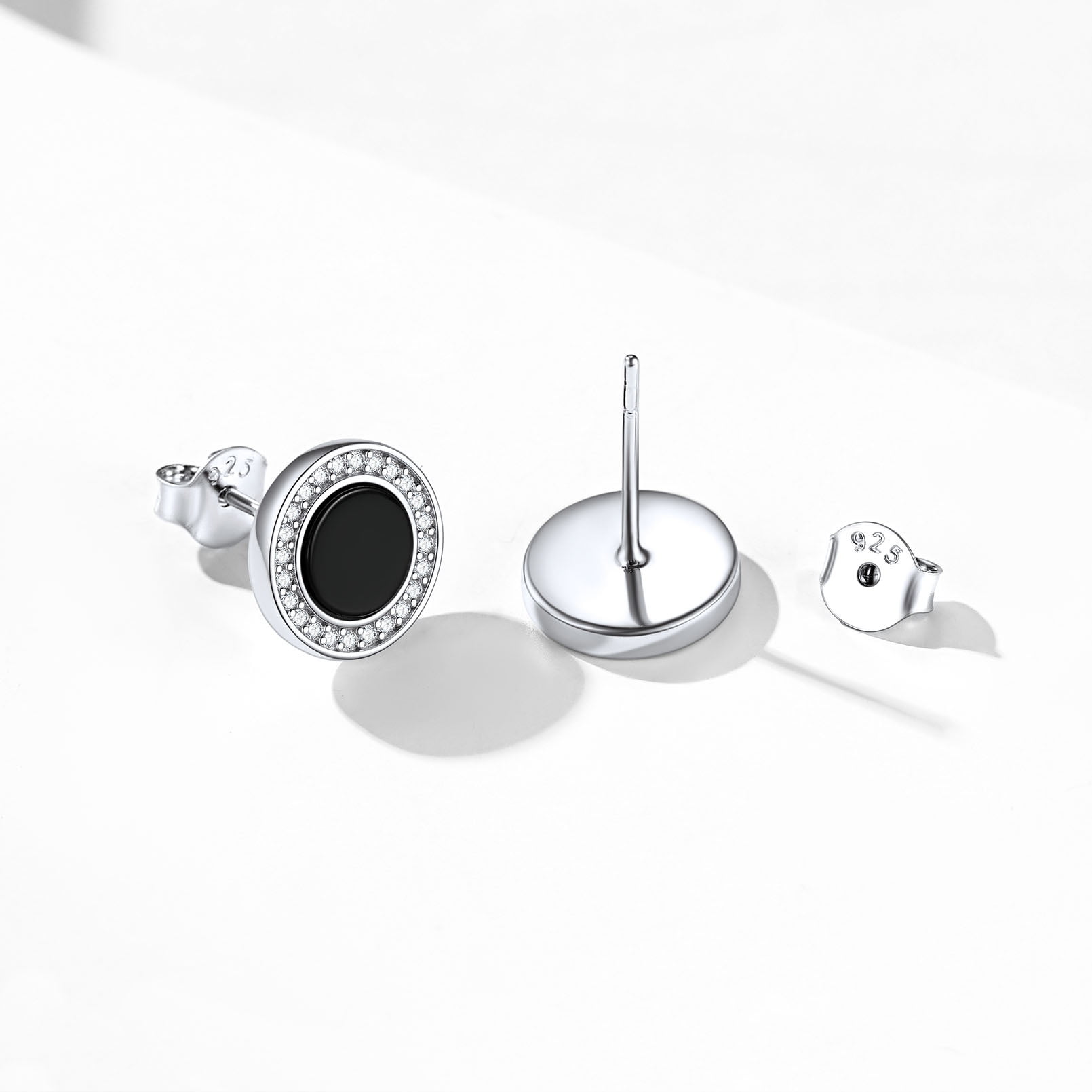 ChicSilver 925 Sterling Silver, Black Onyx Stud Earrings
