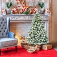 thumbnail image 1 of Gymax 4.5ft Pre-lit Snow Flocked Christmas Tree Hinged Pine Tree Holiday Decoration, 1 of 10