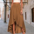 thumbnail image 2 of Faldas acampanadas de color liso para mujer, ropa de calle elástica informal elegante con dobladillo dividido FLhrweasw Nuevo, 2 of 7