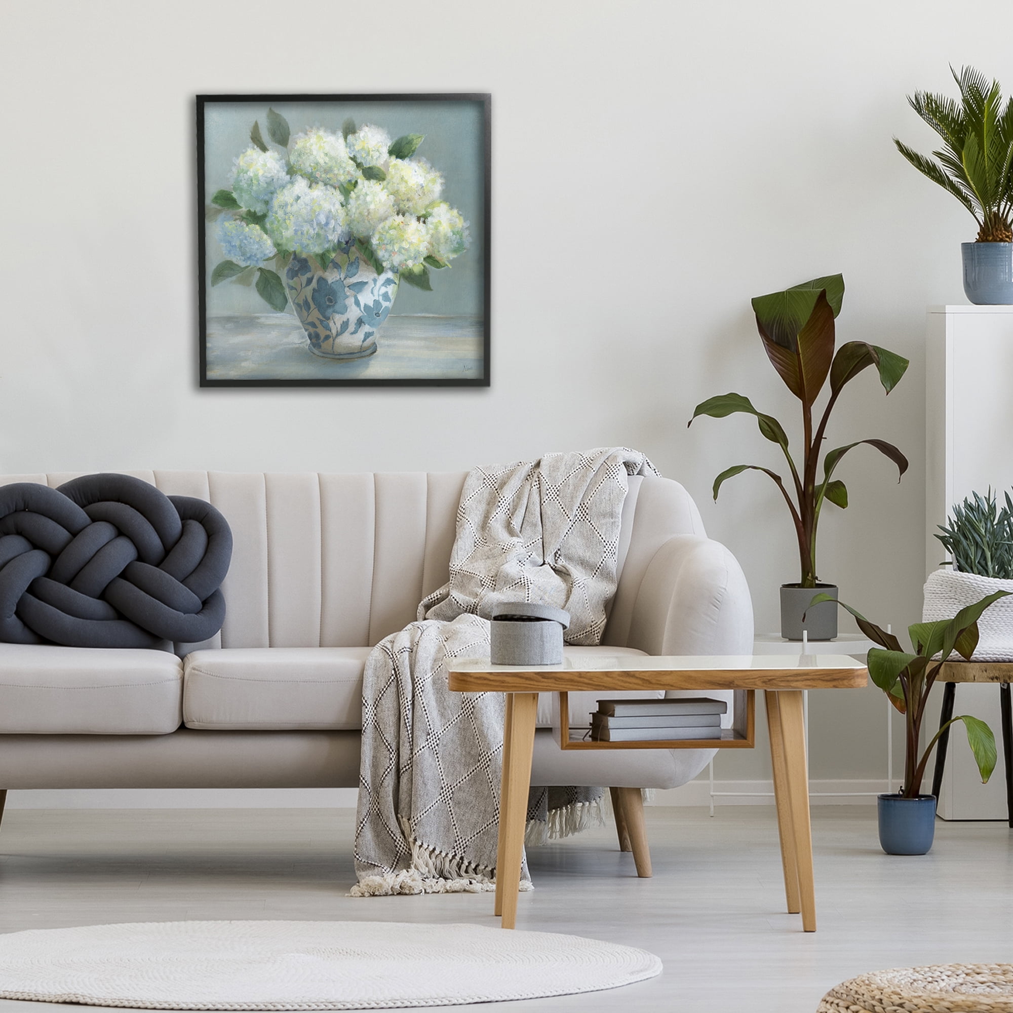 Stupell Industries Hydrangeas in Elegant Vase Black Framed Giclee Art, design by Nan