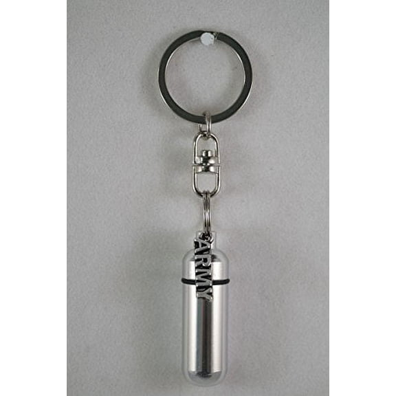Military/Patriotic Silver ARMY Cremation Urn with Laser Engraved US Flag! - on Swivel Stainless Steel Keychain