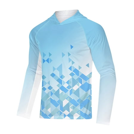 Sponeed Fishing Shirts for Men Long Sleeve UV Sun Protection Shirts Quick Dry Blue M
