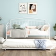 thumbnail image 2 of PORKISS Twin Daybed with Trundle and Metal Frame, Twin Size Bed Frame, No Box Spring Needed, White, 2 of 10