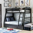 thumbnail image 4 of Furniture of America Tomi Wood Twin over Full Storage Bunk Bed in Black, 4 of 6