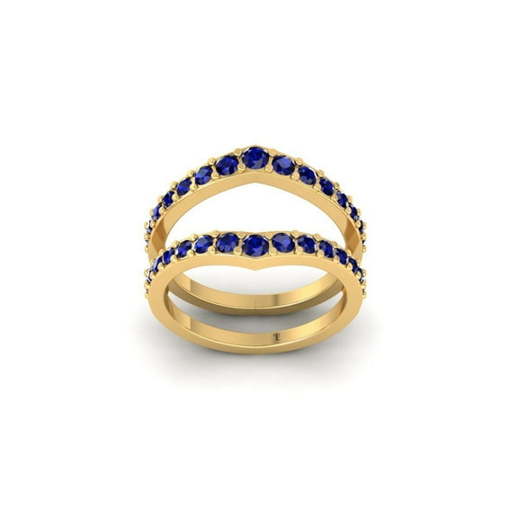 0.50CT Blue Sapphire Wrap Enhancer Wedding Band for Women, 14K Yellow Gold Plated