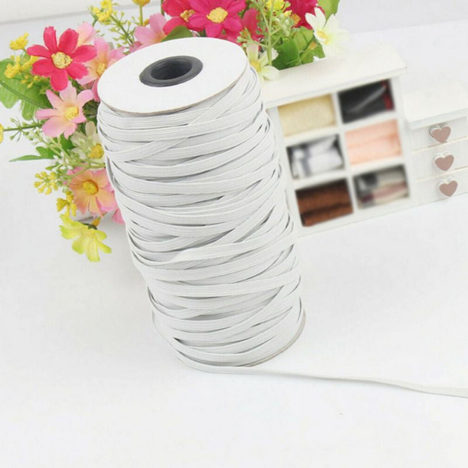 HANFINEE 1 Inch Wide Sew on Elastic Band Knitted Elastic with Heavy Stretch  for Sewing Crafts DIY,Waistband,Bedspread,Cuff (White,15 Yards)