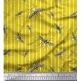 thumbnail image 1 of Soimoi Yellow Silk Fabric Stripe & Mosquito Insects Printed Fabric 1 Yard 42 Inch Wide, 1 of 1