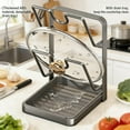 thumbnail image 2 of Kitchen Pot Lid Storage Rack with Removable Drip Tray & Built-In Spoon Rest, Multifunctional Stainless Steel Holder Organizes Lids While Cooking, 2 of 8